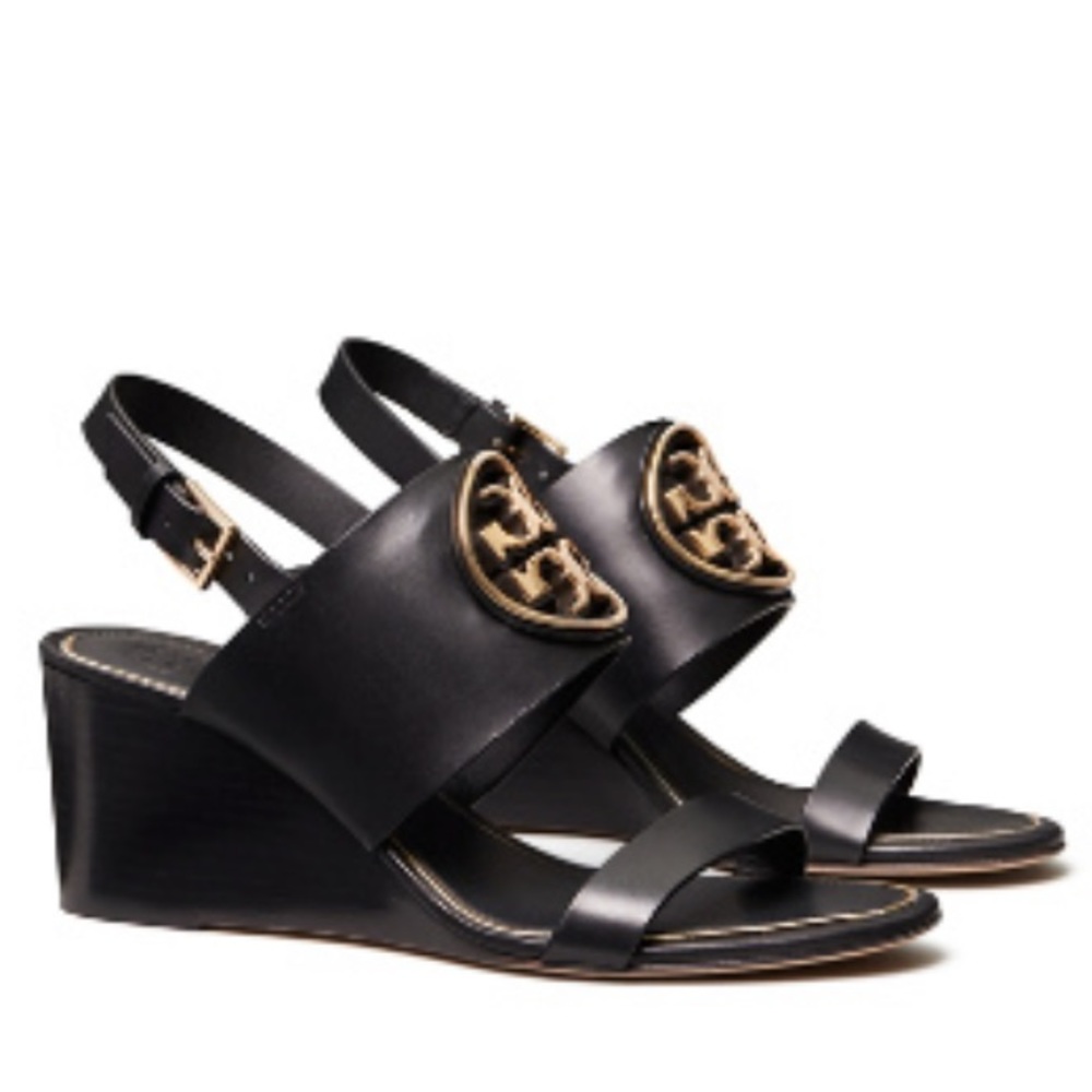 Authentic Tory Burch Miller MetalLogo Wedge Sandal - Picture 2 of 4